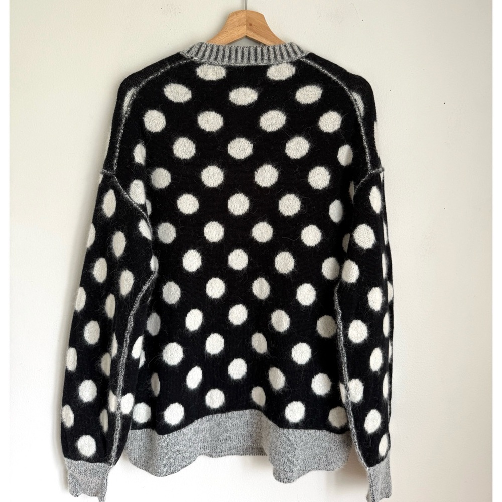 Everlane Alpaca Polka Dot Oversized Crew Sweater in Black Snow Polka Dot - Picture 4 of 6